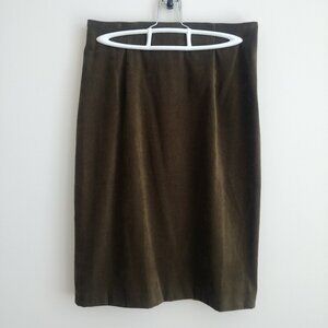 Cartise made in Canada dark neutral green microsuede pencil skirt 8